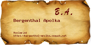Bergenthal Apolka névjegykártya